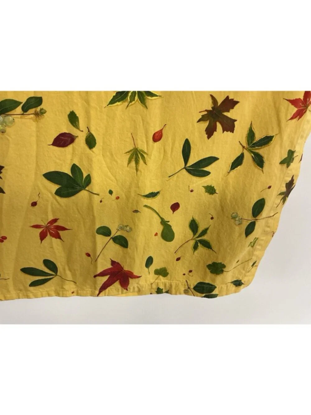 Williams Sonoma Yellow Cotton Tablecloth Floral Print Made Italy